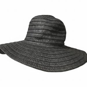 Time and Tru Women's Wide Brim Straw Hat - Black